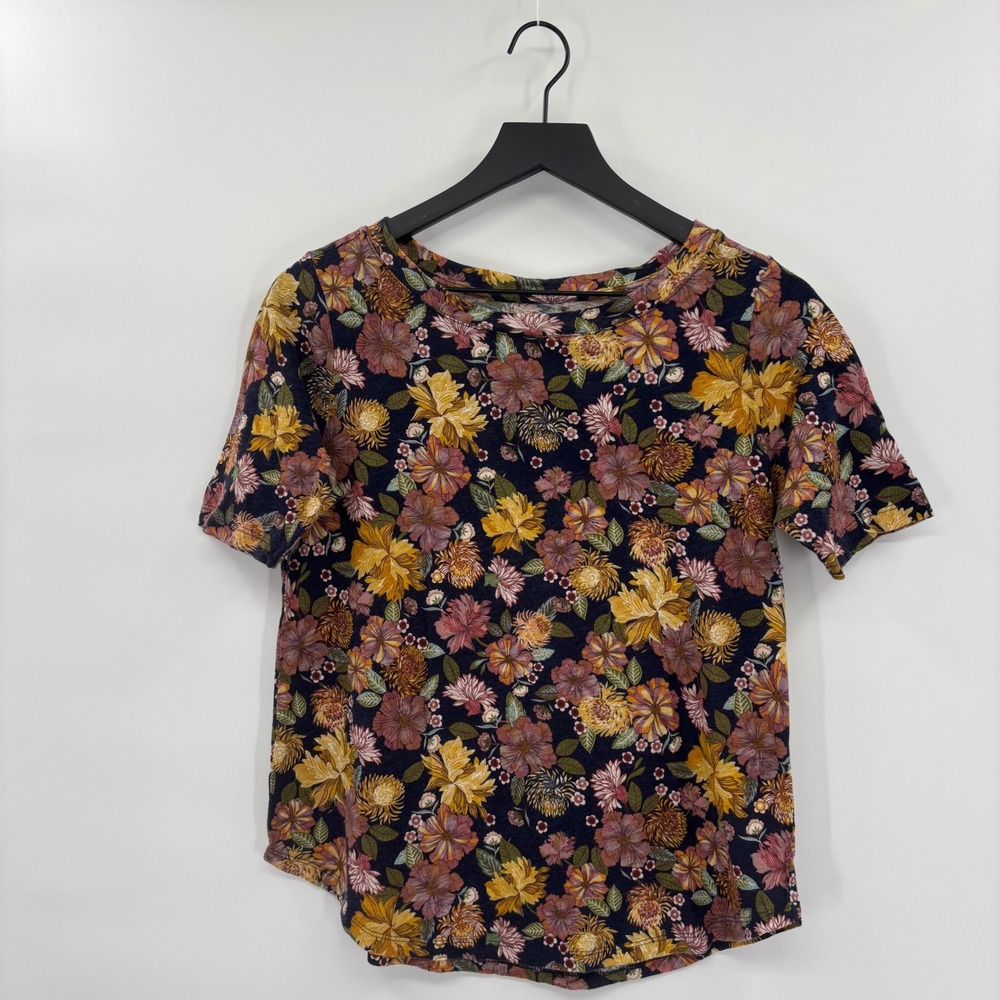 LOFT Vintage Soft Floral Print Short Sleeve T Shirt Womens Small Boho Cottage - Picture 1 of 15